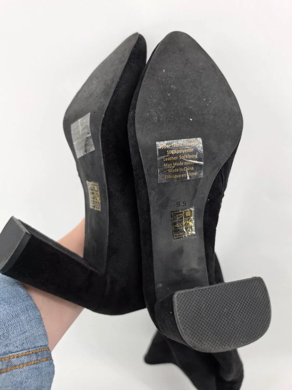 Jeffrey Campbell Parisah 2 Black Suede Over the Knee Boots Block Heel 9.5
